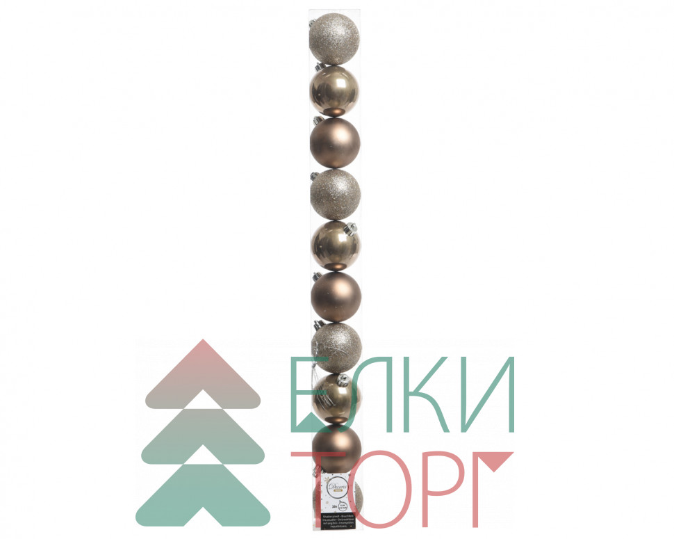 Набор пластиковых шаров Сказка 60 мм, нежно-коричневый, 10 шт, Kaemingk (020248)