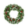Рождественский венок НАРЯДНЫЙ с шишками и ягодами заснеженный 40 см., ЕлкиТорг (52023)