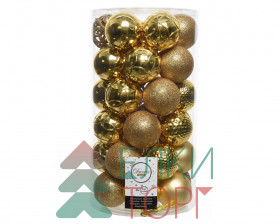 Набор пластиковых шаров Королевский 60 мм, золото, 37 шт, Kaemingk (020800)
